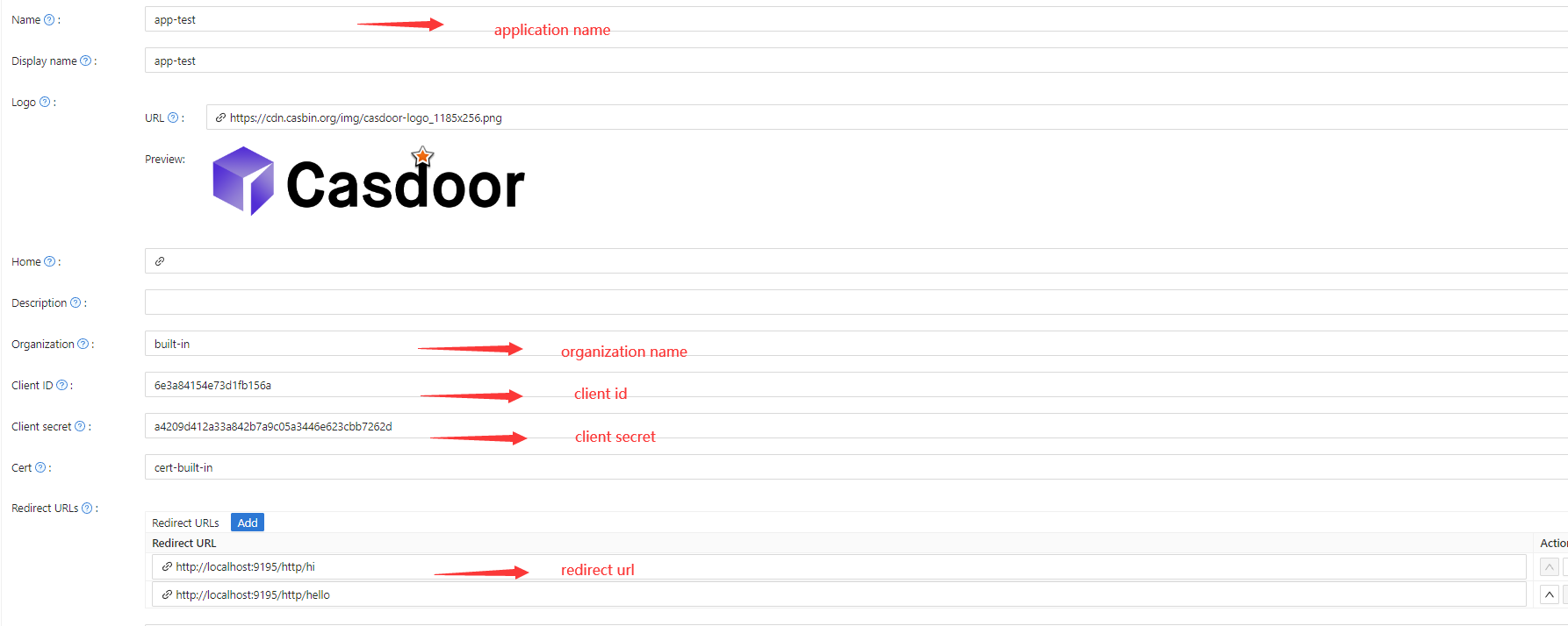 Casdoor Application Settings